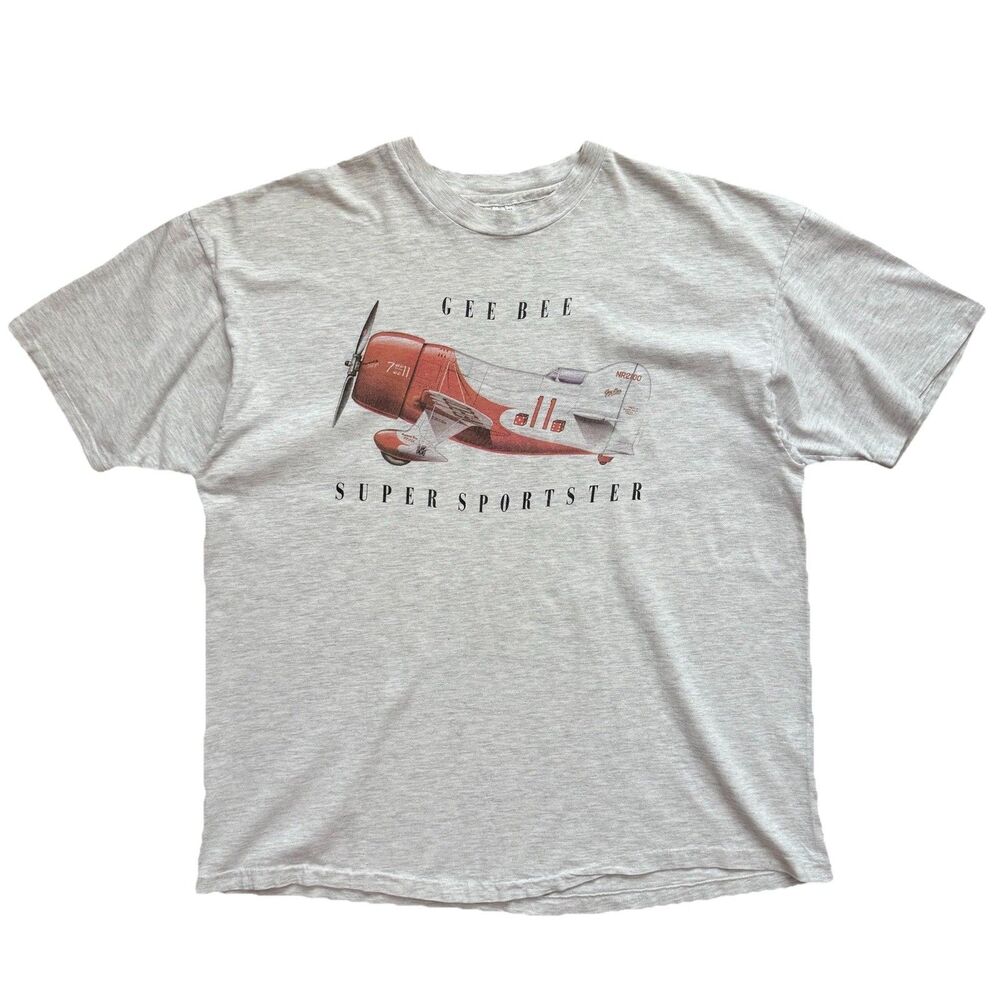 Vintage 90s Gee Bee Super Sportster Airplane T Shirt Single Stitch XL USA Made